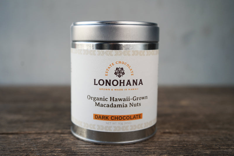 Organic Dark Chocolate Macadamia Nuts Gift Tin